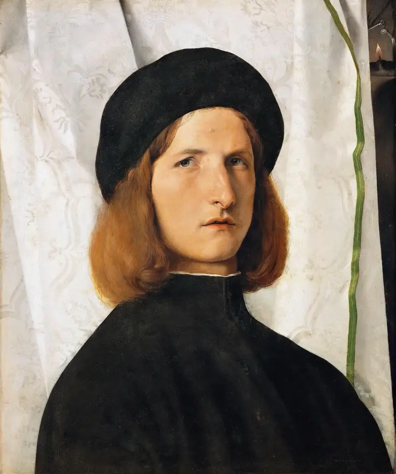 Portrait of a Young Man with a Lamp av Lorenzo Lotto
