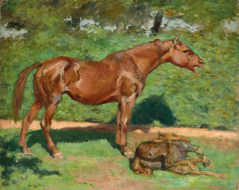 Jument et son poulain av Louis Anquetin