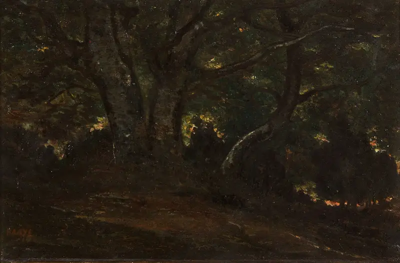 Skogsinteriör från Fontainebleauskogen av Antoine-Louis Barye