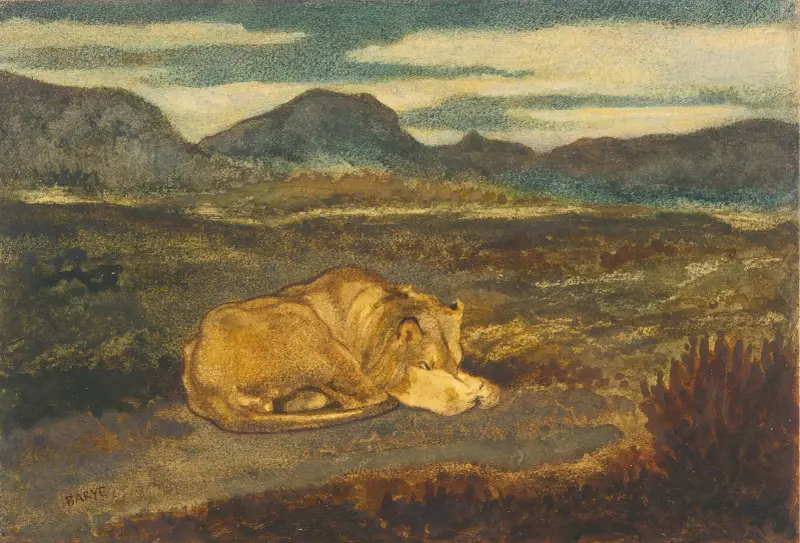 Spící lev, Antoine-Louis Barye