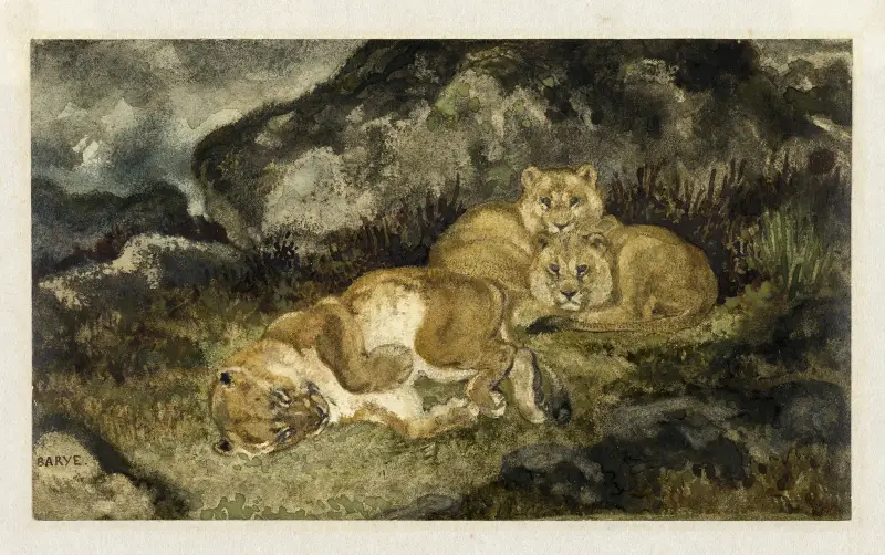 Lejoninna och ungar av Antoine-Louis Barye