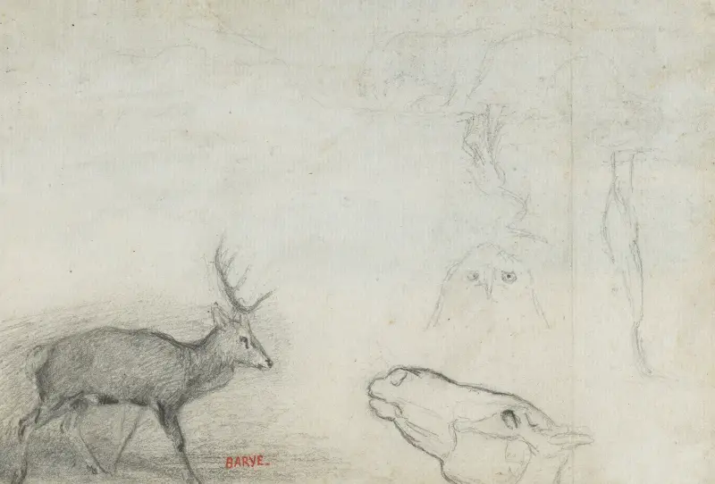 Studies of Animals (verso) av Antoine-Louis Barye