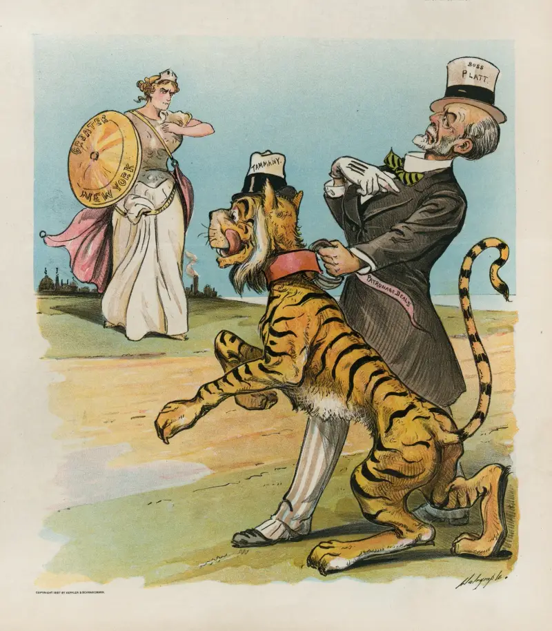 Accept me, or I’ll let loose the tiger!!! von Louis Dalrymple