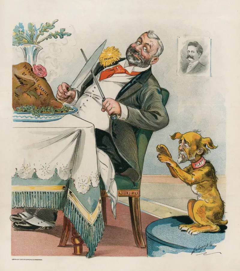 Warten auf Reste vom Thanksgiving-Tisch von Louis Dalrymple