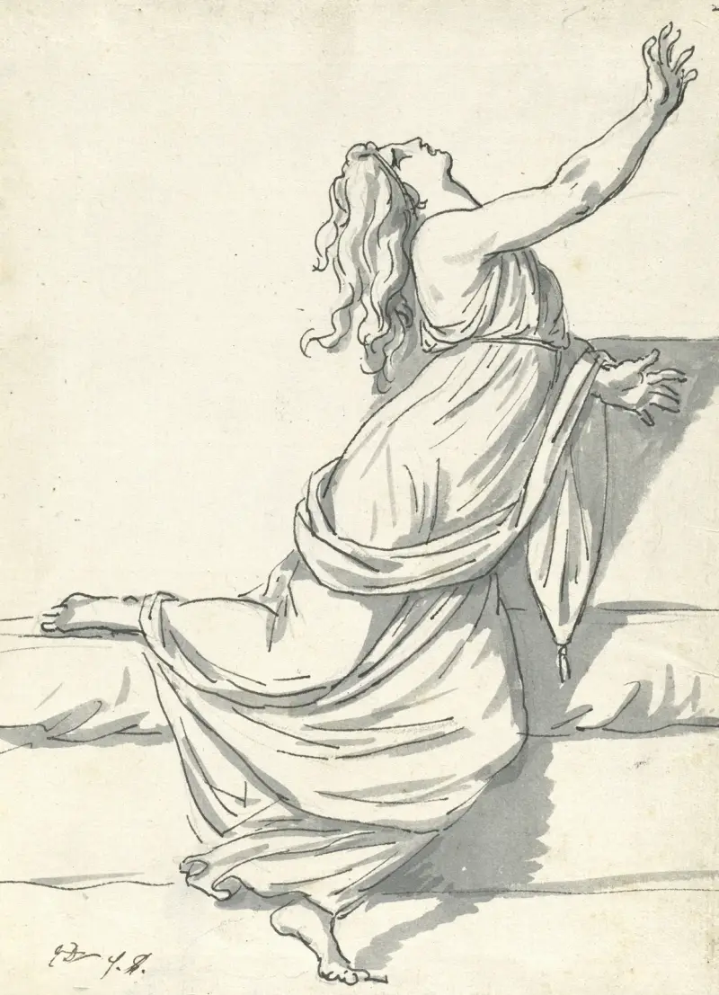 En förtvivlad kvinna med huvudet tillbakakastat av Jacques Louis David