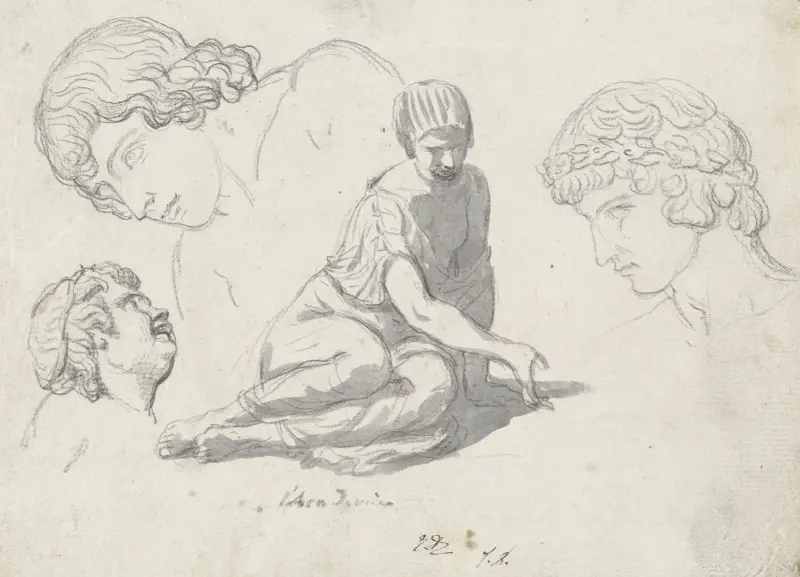 Tärningskastare och andra studier efter antika skulpturer av Jacques Louis David