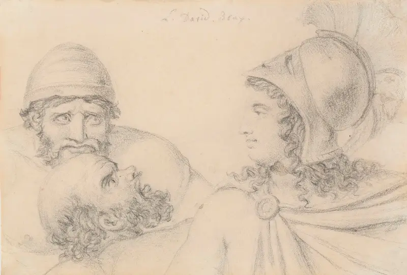 Wojownik w hełmie z dwoma brodatymi mężczyznami, Jacques Louis David