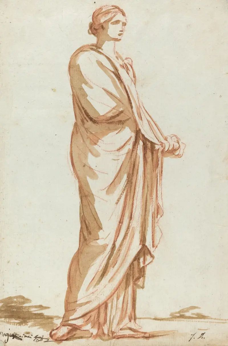 Romersk staty av en stående kvinna av Jacques Louis David