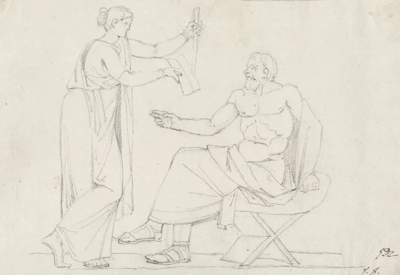 Sokrates och Diotima av Jacques Louis David