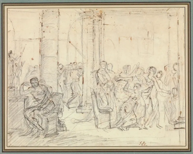 Studie zu den Liktoren, die Brutus die Leichname seiner Söhne bringen von Jacques Louis David