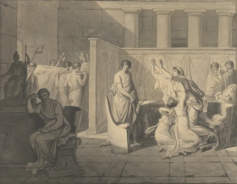 Die Liktoren bringen Brutus die Leichen seiner Söhne, 1787 – Nr. 1 von Jacques Louis David