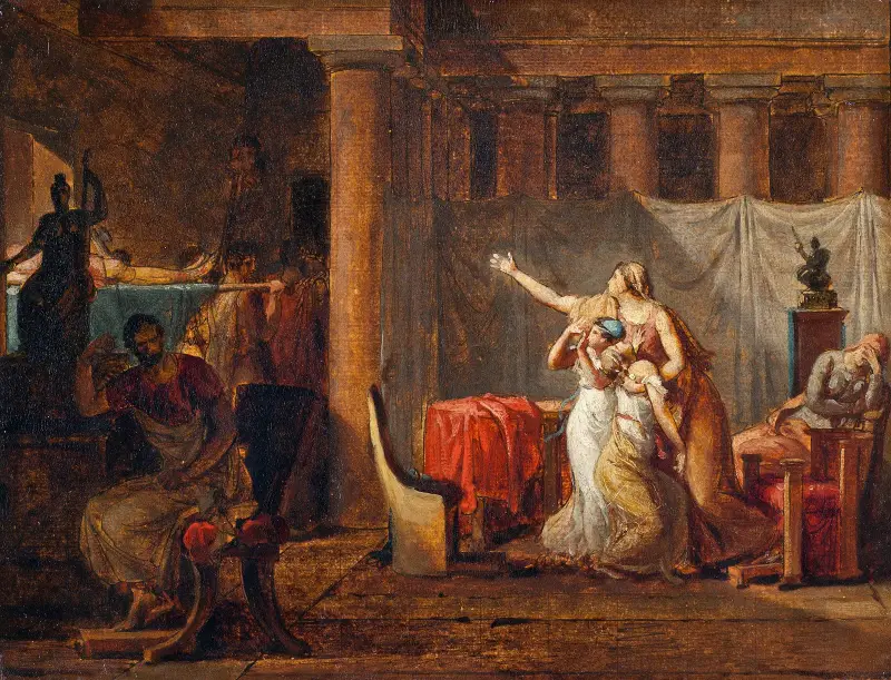Die Liktoren bringen Brutus die Leichen seiner Söhne. Studie von Jacques Louis David