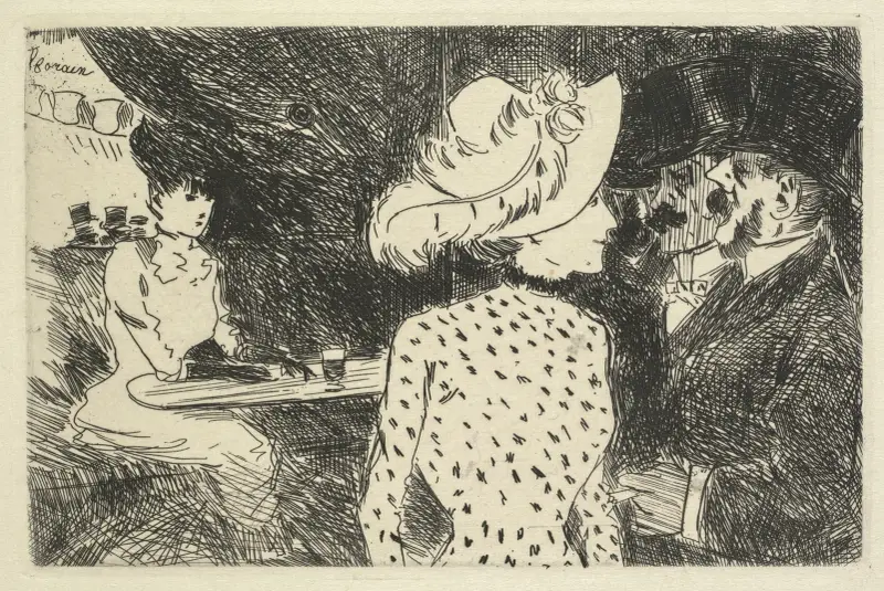 Kafés scen av Jean-Louis Forain