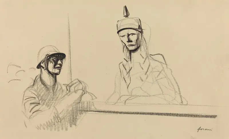 French Soldier Addressing Germania av Jean-Louis Forain