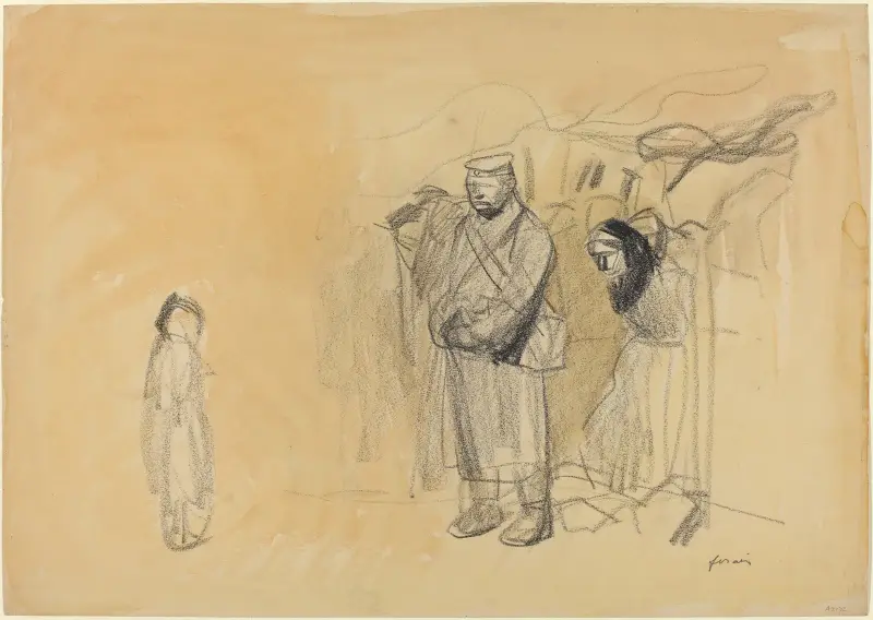 Tyska soldater och franskt barn av Jean-Louis Forain