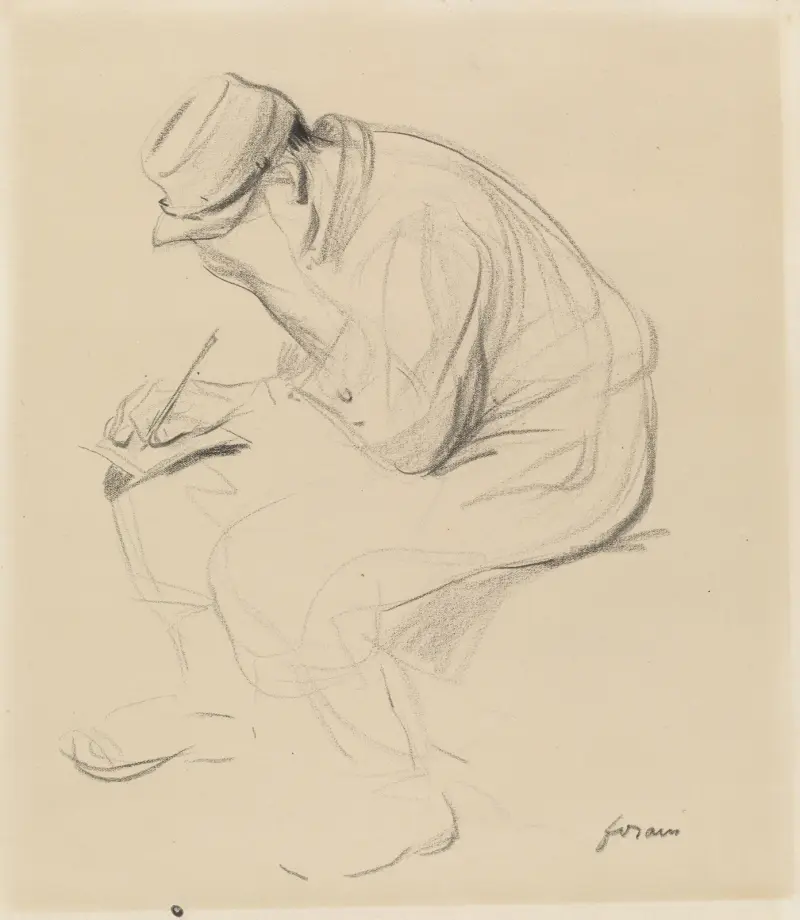 Le Poilu (Fransk soldat som skriver hem) av Jean-Louis Forain