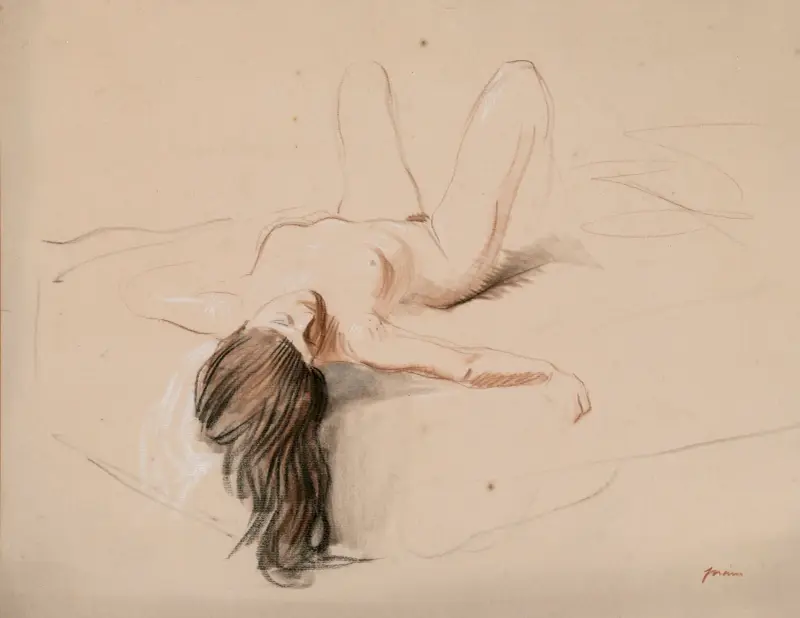 Naken i sängen av Jean-Louis Forain