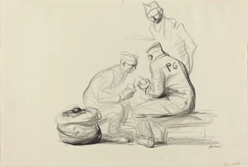 Poilu and German Prisoners av Jean-Louis Forain