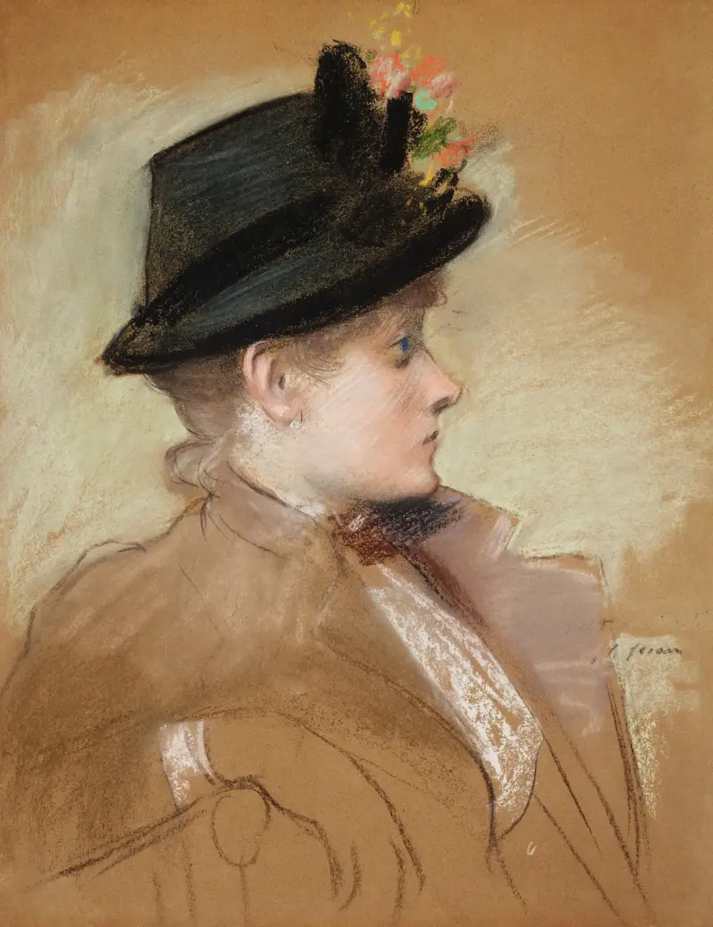 Porträtt av en ung elegant med hatt av Jean-Louis Forain