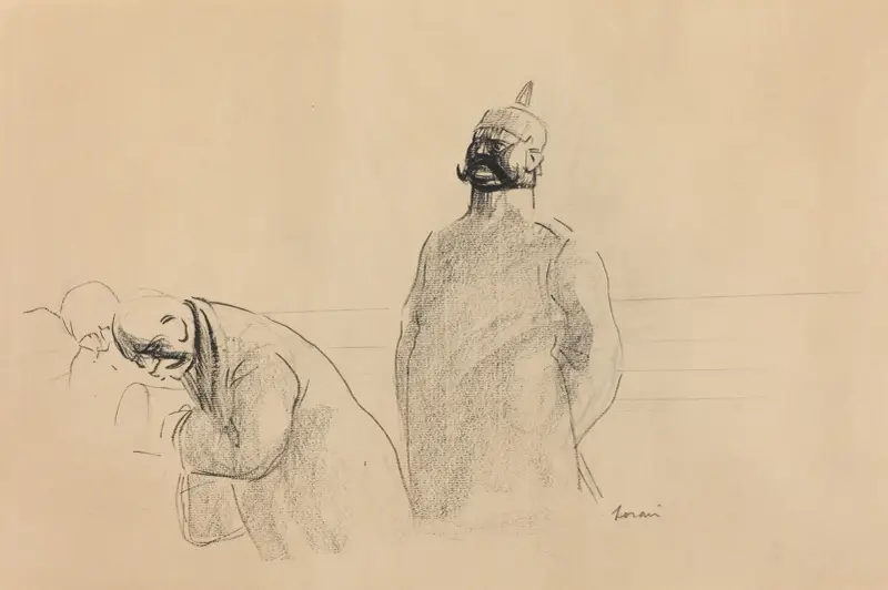 Preussisk soldat och civila av Jean-Louis Forain
