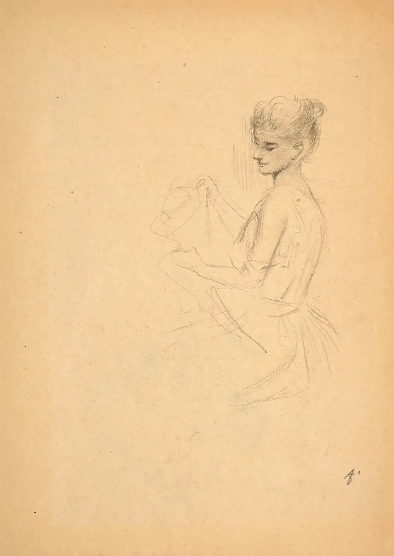 Studie av kvinna i profil av Jean-Louis Forain