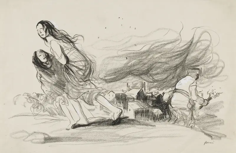 “They Are Burning Everything – They must be about to Retreat” av Jean-Louis Forain