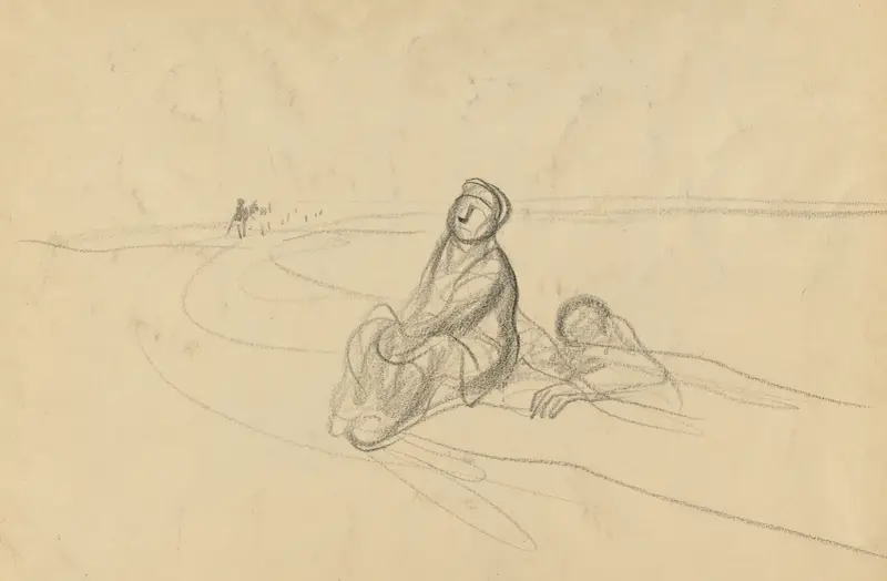 Två figurer på en väg (verso) av Jean-Louis Forain