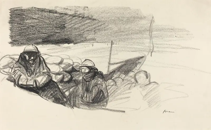 Två soldater i en skyttegrav av Jean-Louis Forain