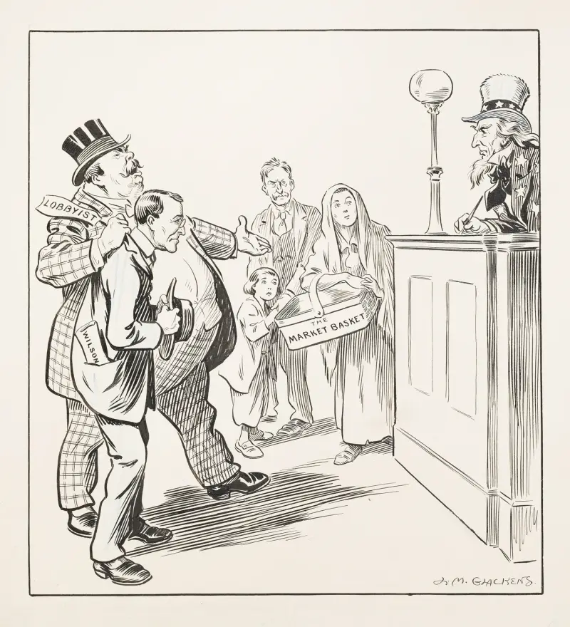 Uncle Sam als Richter im Gerichtssaal von Louis Glackens