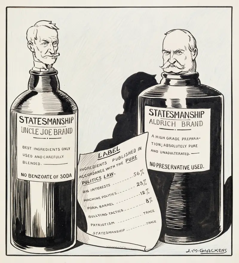 Whiskey doesn’t need new labels half as much as these bottles do, Mr. President von Louis Glackens