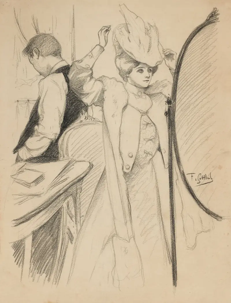 Couple dans un intérieur – nr 1 av Fernand Louis Gottlob