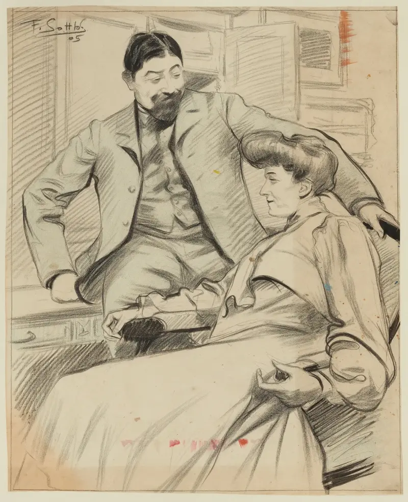 Couple dans un intérieur., 1905 av Fernand Louis Gottlob