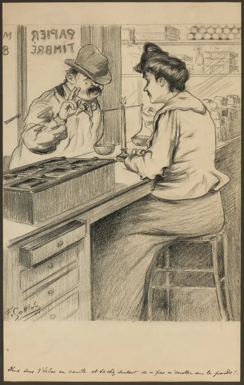 Deux sous l’tabac en carotte, et tachez surtout de n’pas m’carotter sur le poids av Fernand Louis Gottlob