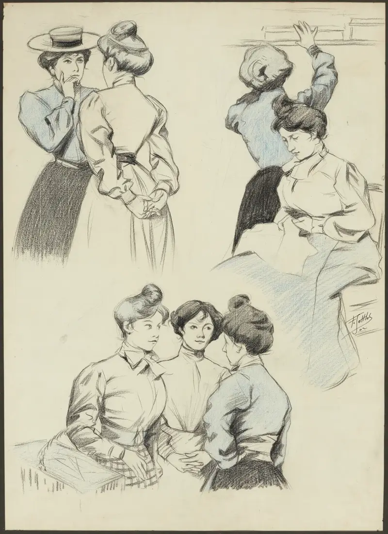 Femmes bavardant av Fernand Louis Gottlob