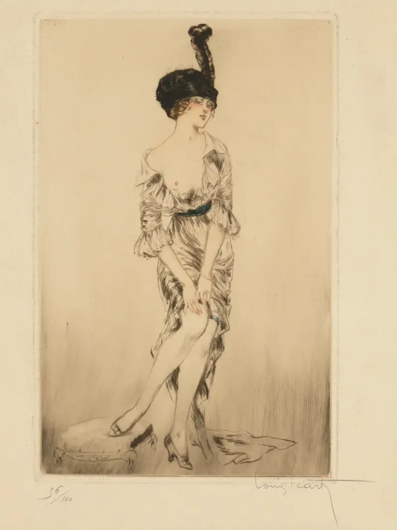 A fashionable young woman av Louis Icart