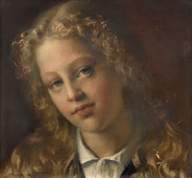 Portrait of a young blonde girl av Louis Janmot