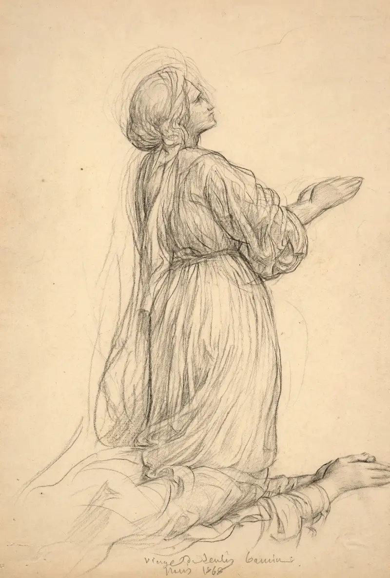 Porträt eines jungen Mädchens in blauem Hemd, 1868 von Louis Janmot