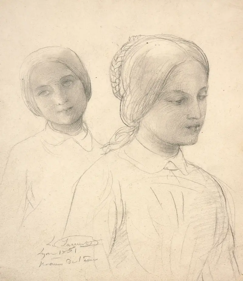 Studies of women for ‘Le Poème de l’âme’, 1851 av Louis Janmot