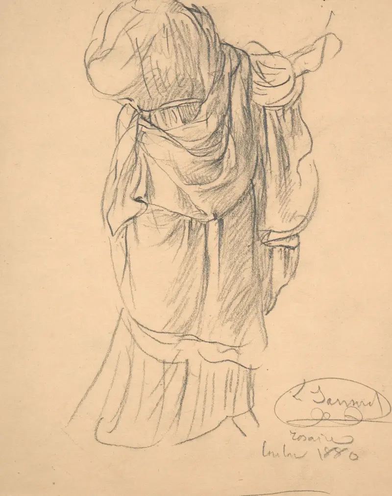 Study of the Virgin’s dress’ drape for ‘Le Rosaire’ av Louis Janmot
