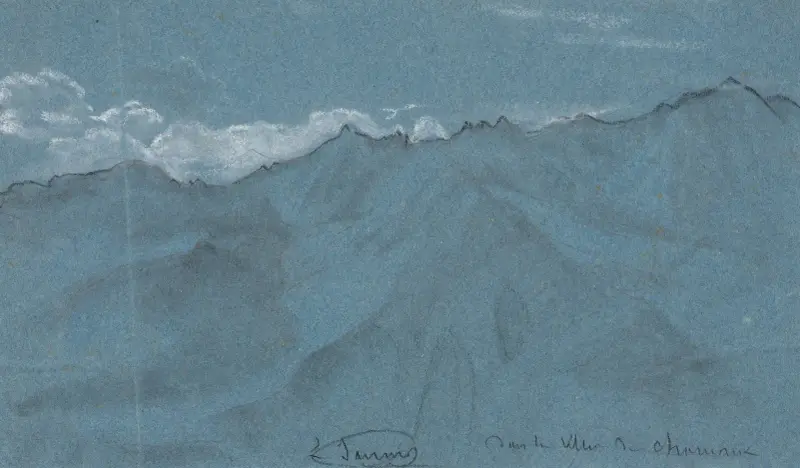 Vy över Mont Blanc-massivet från Chamonix av Louis Janmot
