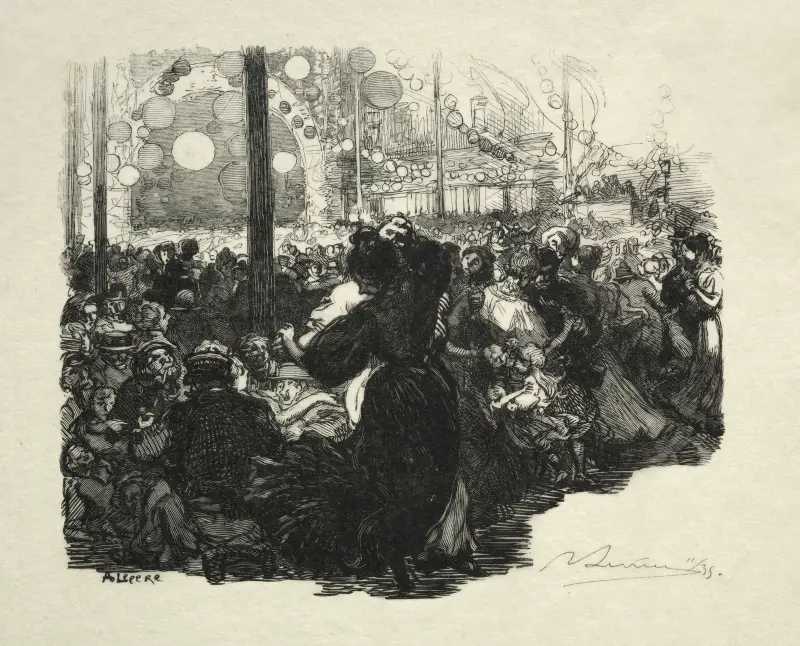 14 Juillet, Rue de Belleville, 10 heures av Auguste Louis Lepère