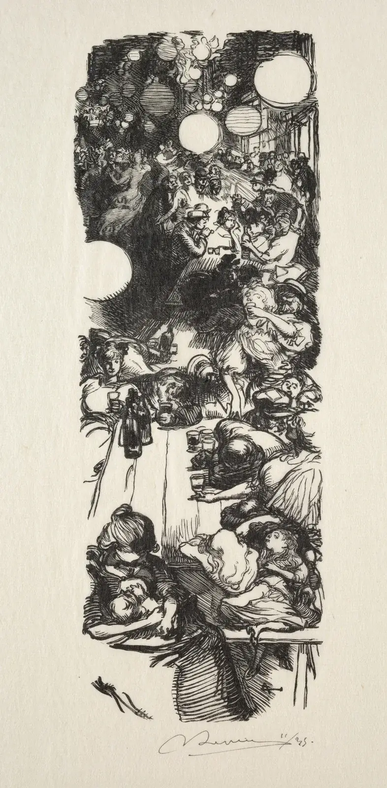 14 juli, Rue de Belleville, midnatt av Auguste Louis Lepère