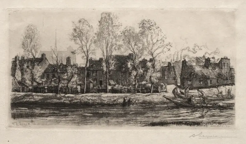 Amiens, stranden av Somme av Auguste Louis Lepère