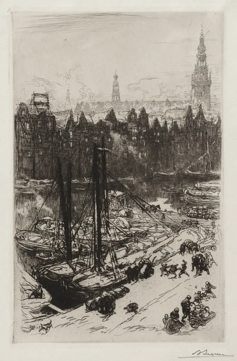 Amsterdam, vue de Victoria Hotel av Auguste Louis Lepère