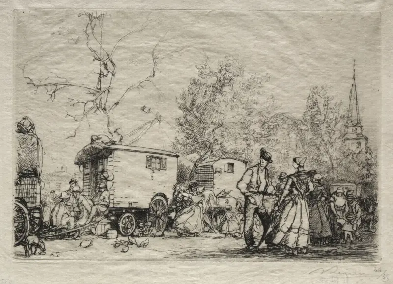 På marknaden i Saint-Jean-de-Mont av Auguste Louis Lepère