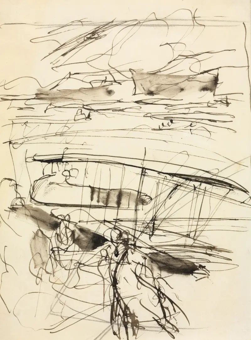 Flygplan vilande på marken (baksida) av Auguste Louis Lepère