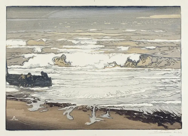 Brechende Wellen, Septemberflut von Auguste Louis Lepère
