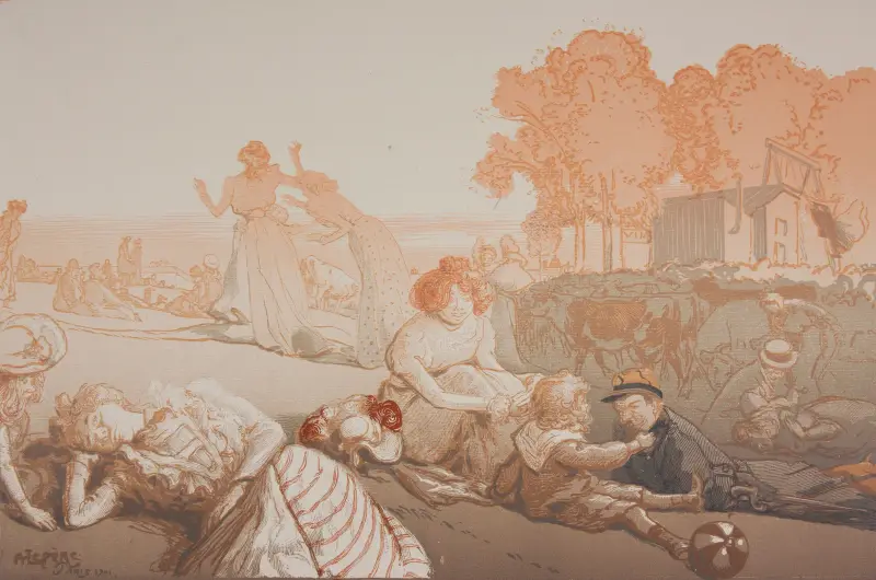 Modern bukolik – söndag vid Paris tullport av Auguste Louis Lepère
