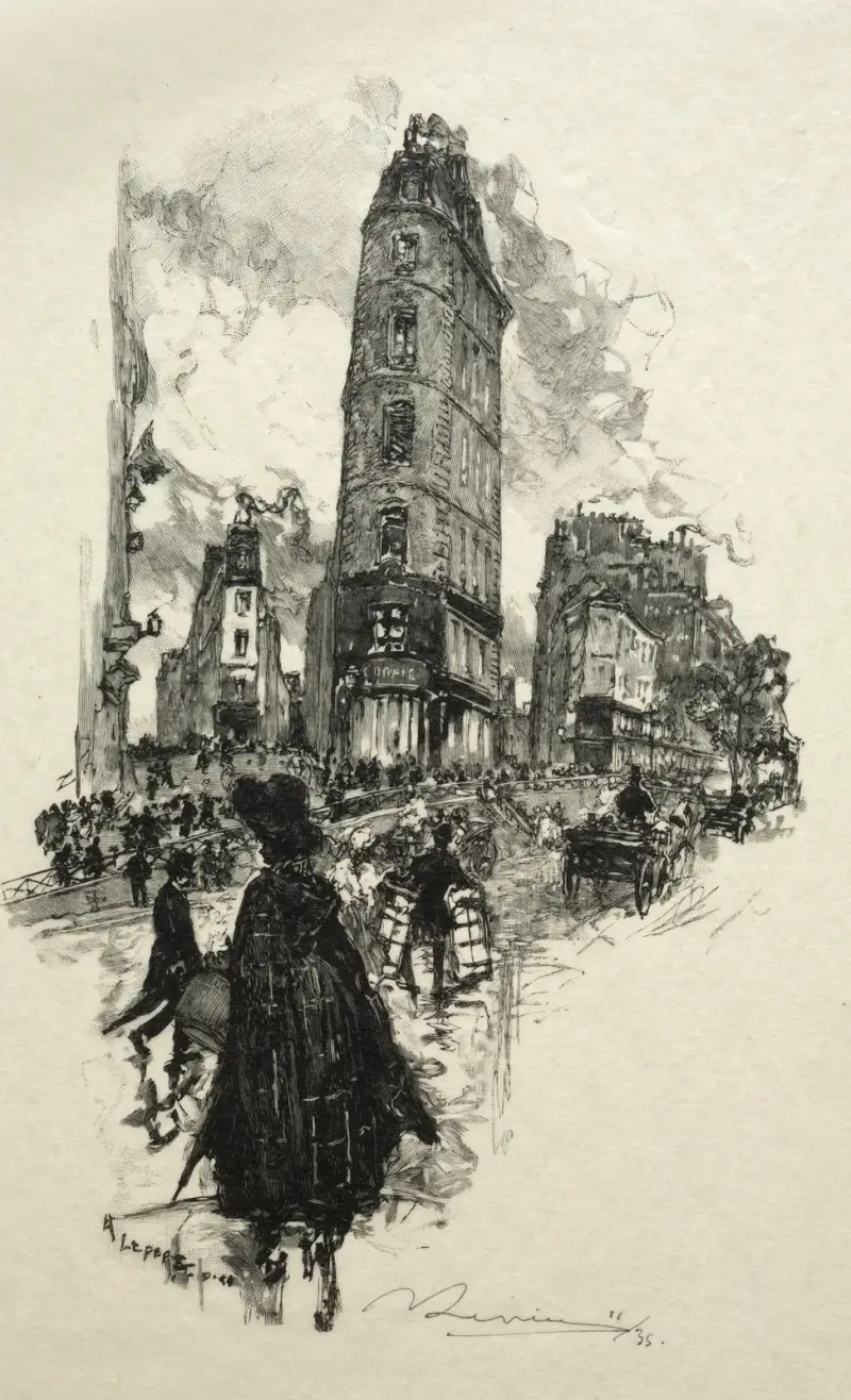 Hörnet av Rue de la Lune av Auguste Louis Lepère