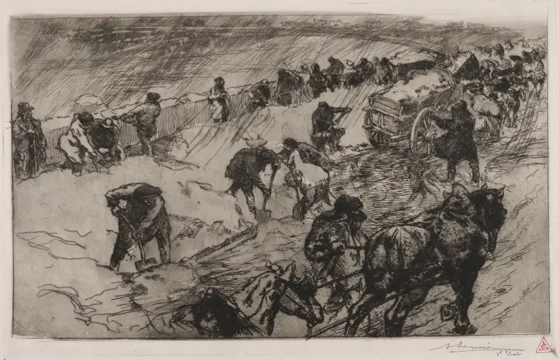 Strid i snön, Quai aux Fleurs av Auguste Louis Lepère